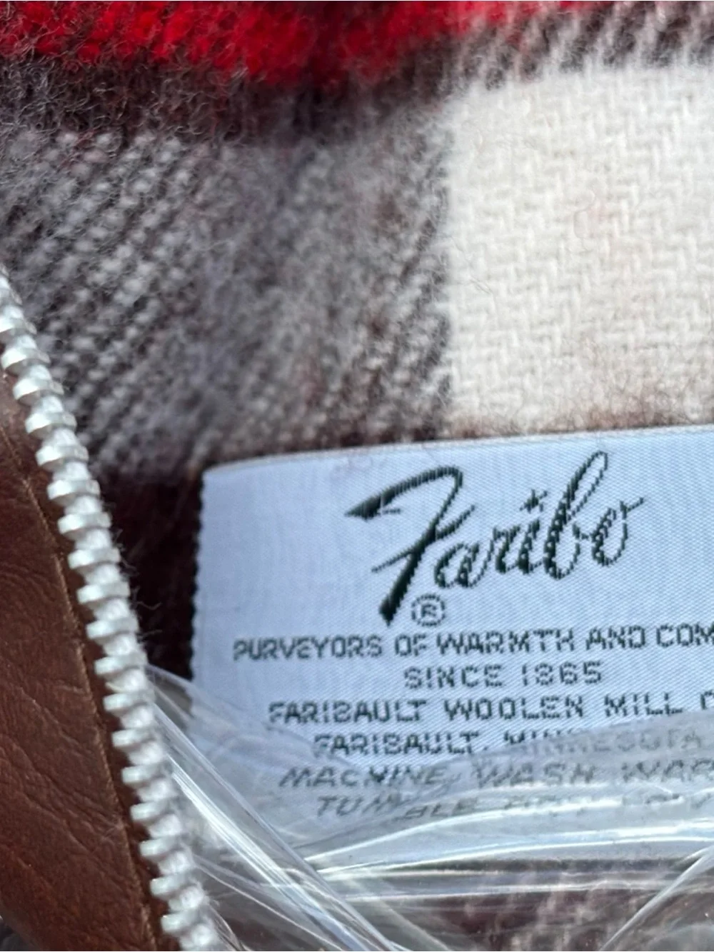 Vintage Faribo Plaid Blanket And Carry Bag